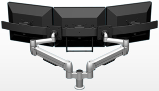 SpaceCo SMM23/SA02 Tandem Rail 3 Monitors on 2 Standard Monitor Arm